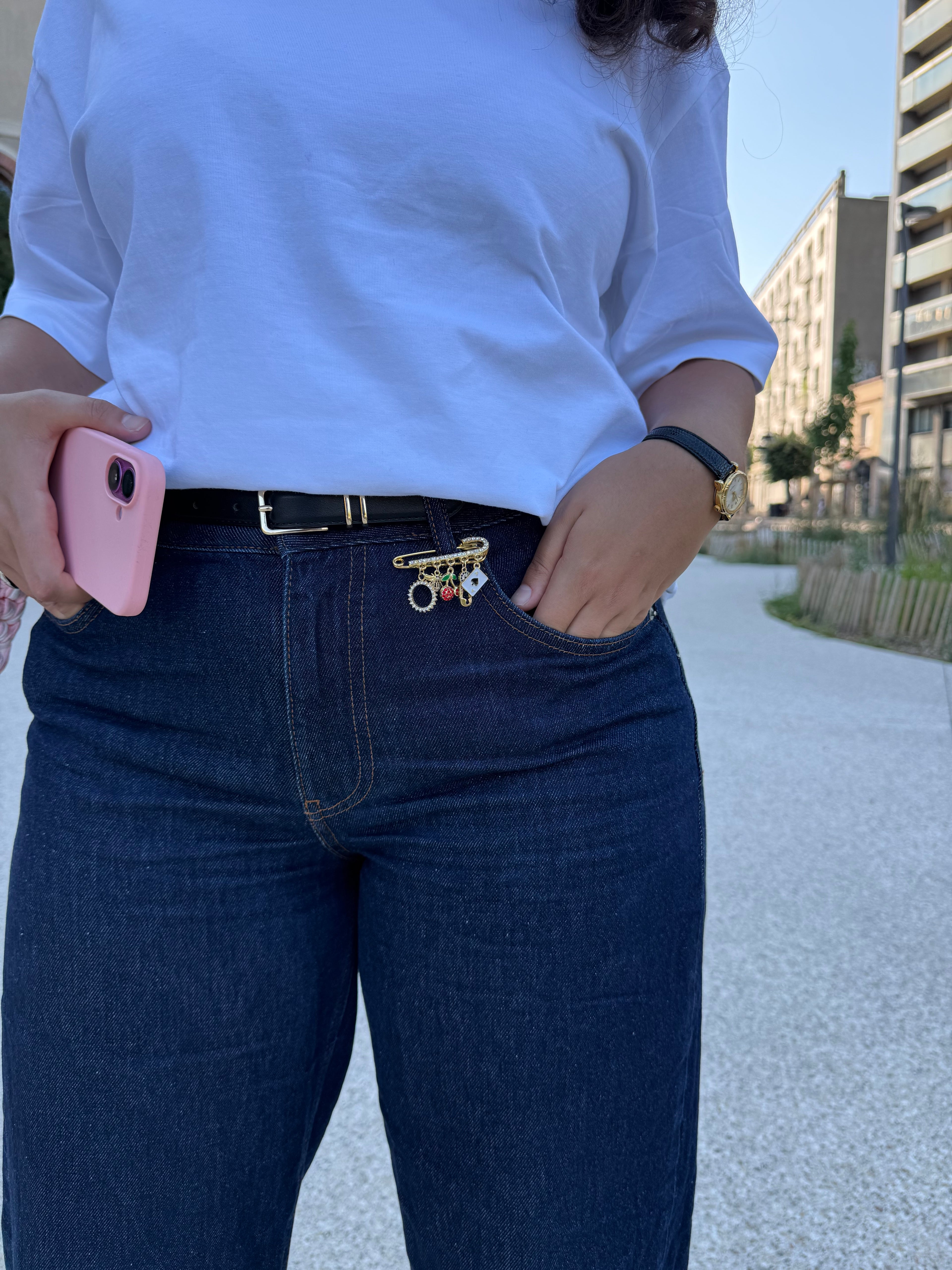 ⁠Bijou de Sac Honey Mini - Bag Charm Strass Doré⁠