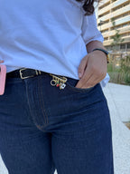 ⁠Bijou de Sac Honey Mini - Bag Charm Strass Doré⁠