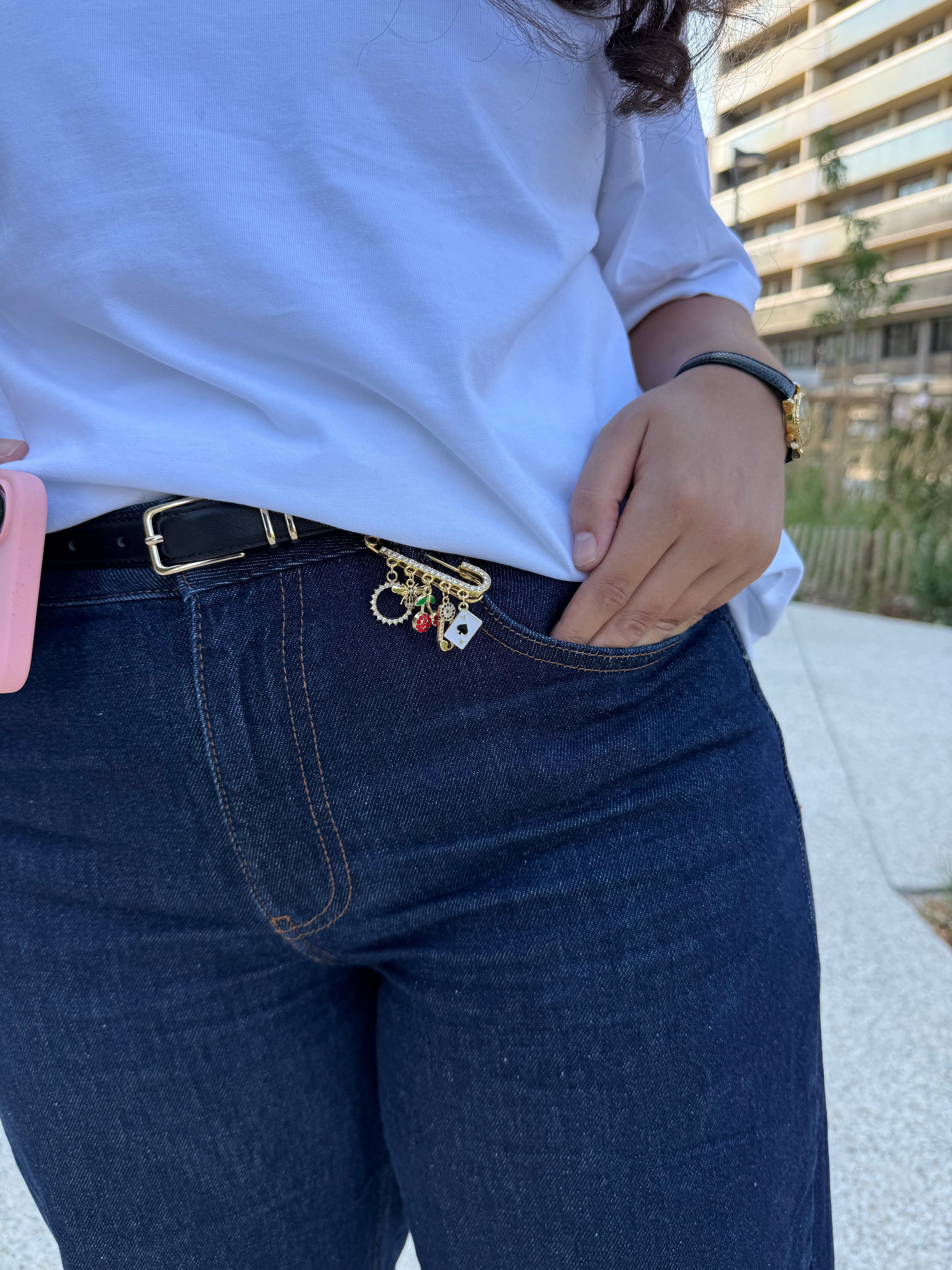 ⁠Bijou de Sac Honey Mini - Bag Charm Strass Doré⁠