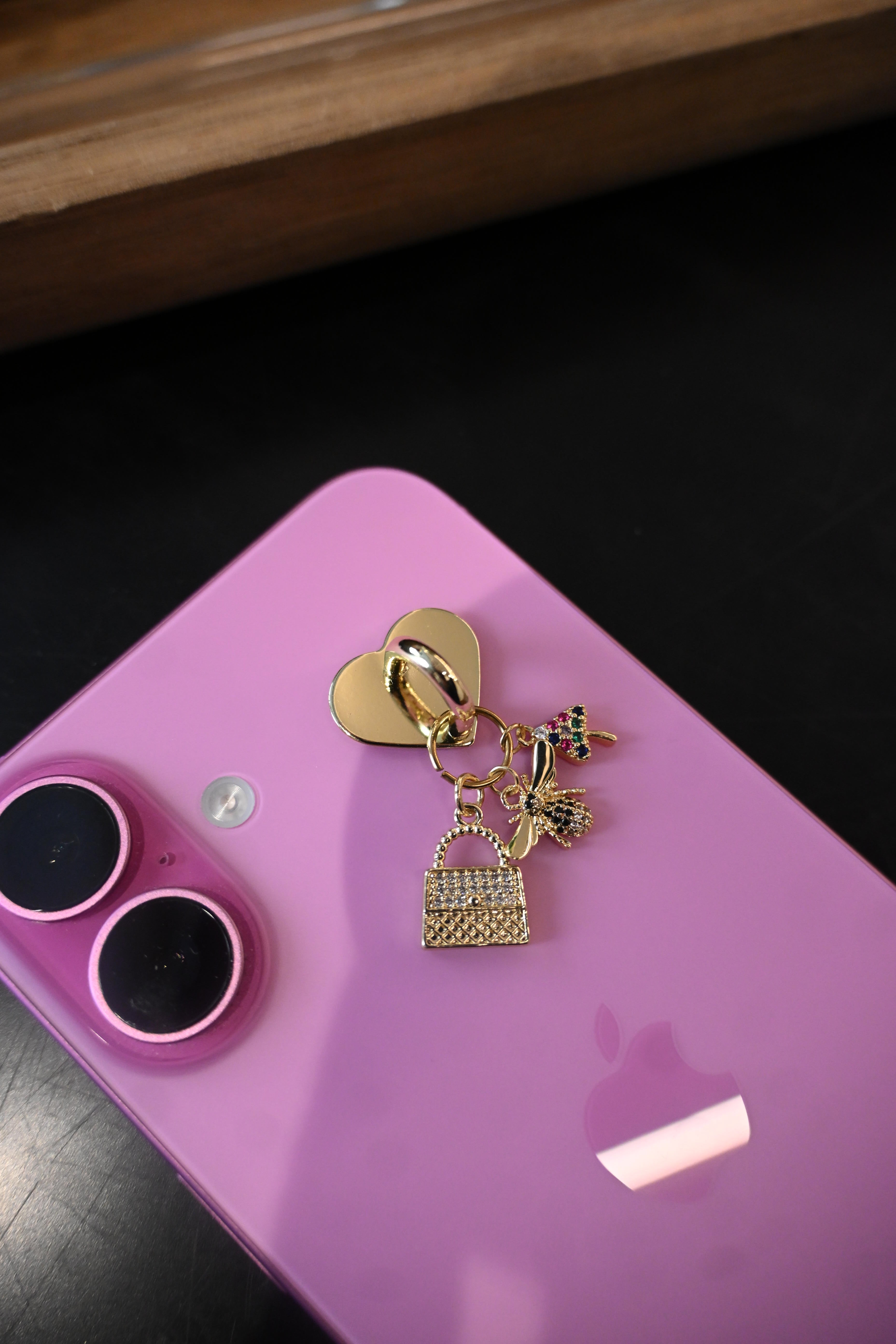 Bijou de Téléphone Blair Glam - Attache Coque Cœur Lisse⁠